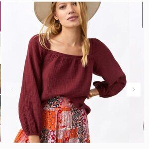 cloth & stone | Anthropologie Jovie blouse red cranberry wine sz S